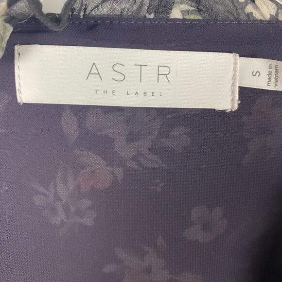 ASTR The Label Ditsy Floral Chiffon Faux Wrap Sheer Sleeve Womens Size Small - Picture 6 of 13